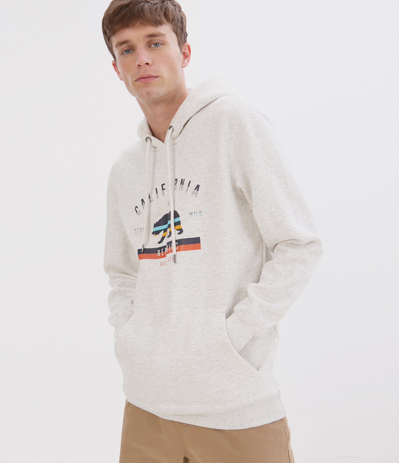 Moletom Canguru Estampa Urso da California com Capuz Branco 1