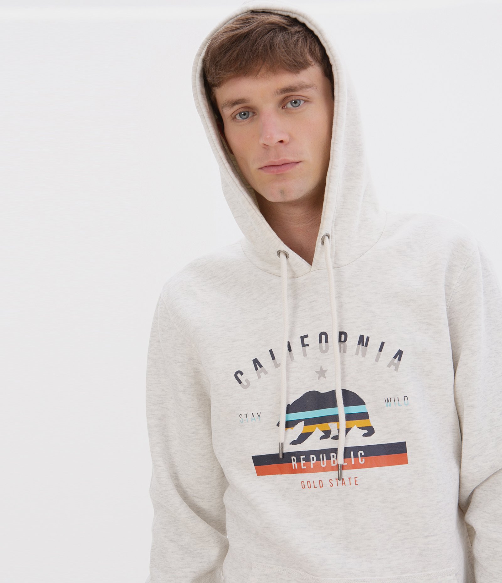 Moletom Canguru Estampa Urso da California com Capuz Branco 3