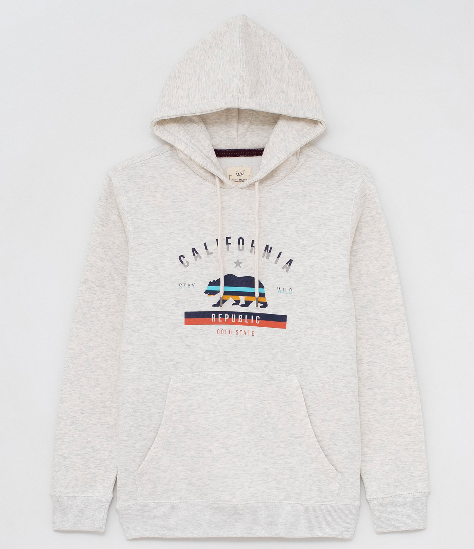 Moletom Canguru Estampa Urso da California com Capuz Branco 4