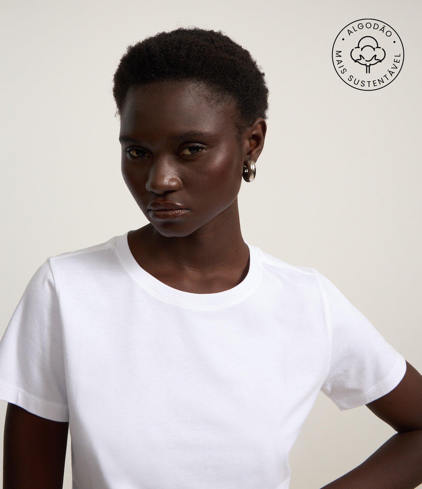 Camiseta Básica em Algodão com Manga Curta Branco 1