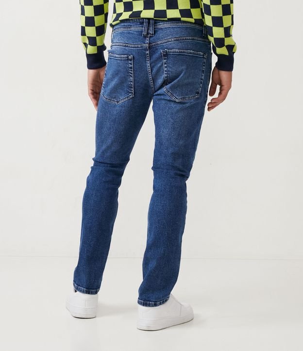 Calça Skinny Jeans com Puídos e Bolsos Azul 3