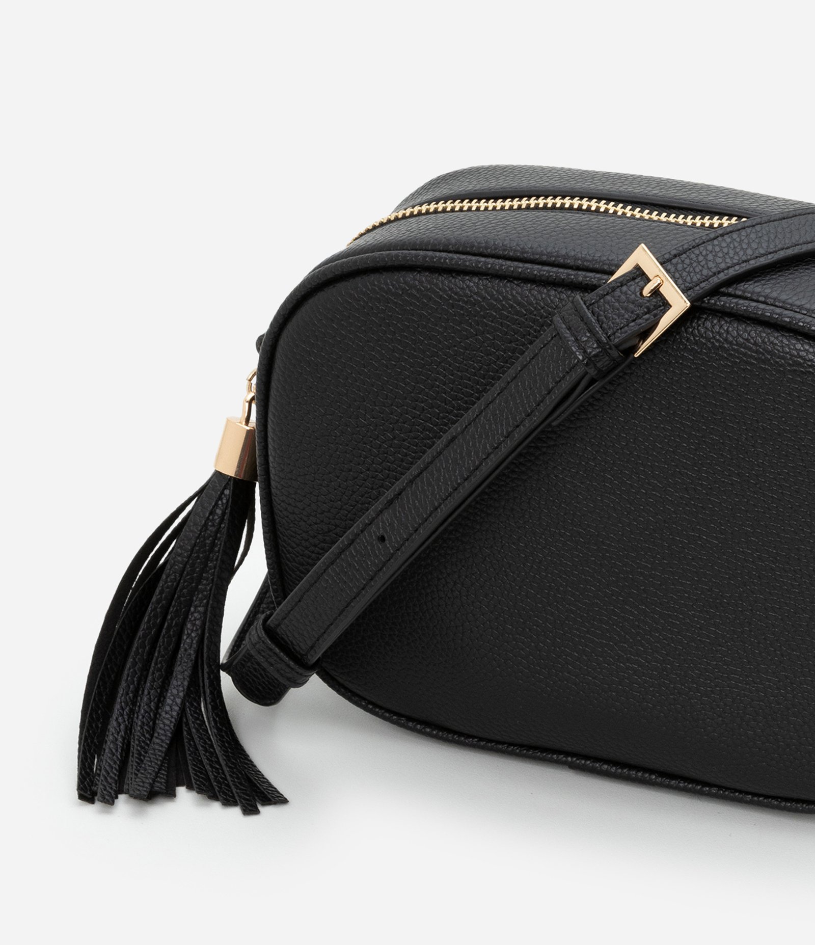Bolsa Transversal Câmera Bag com Tassel na Alça Preto 6