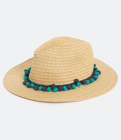 Chapéu de Palha com Mini Pompons