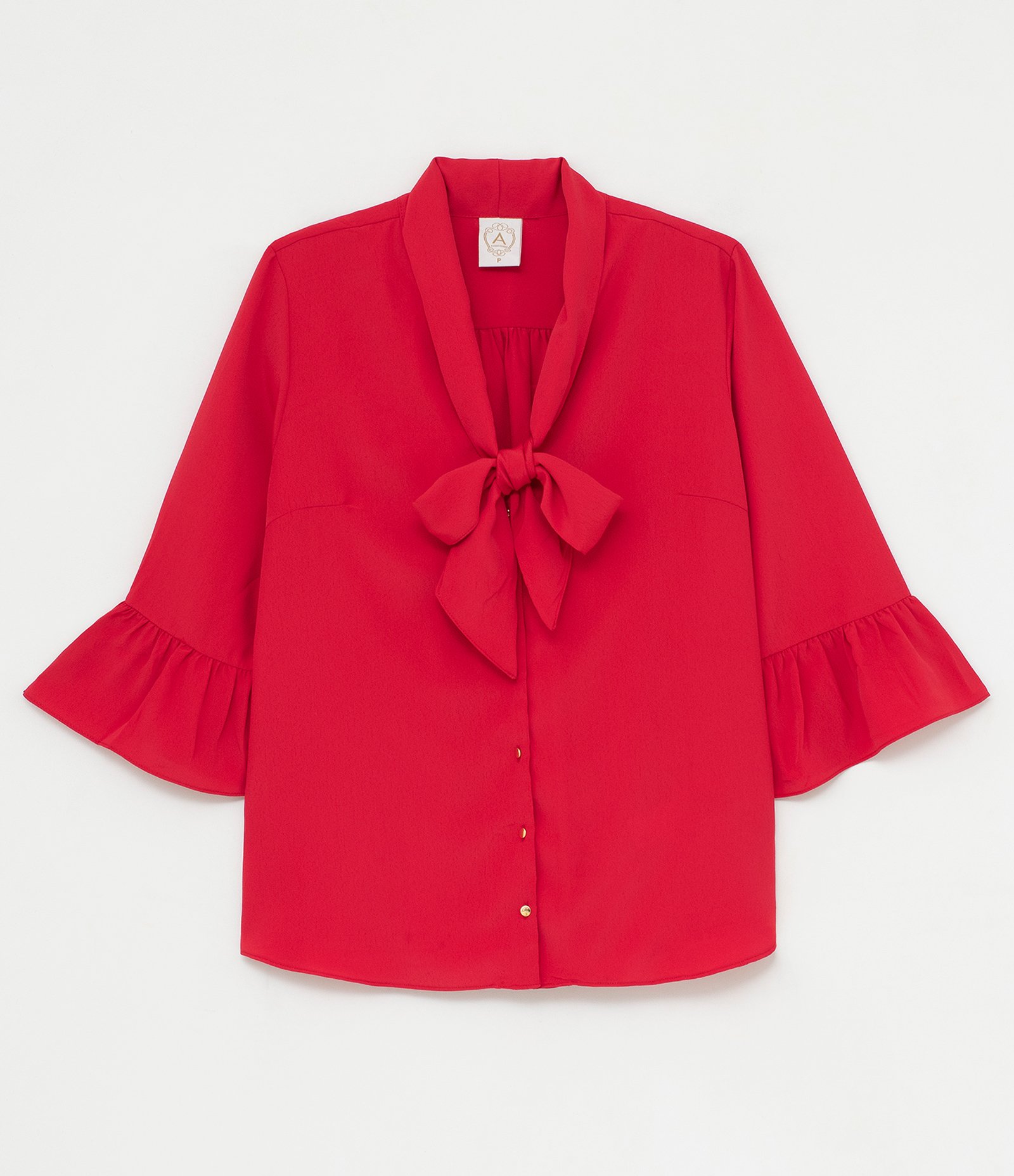 Blusa com Botões e Babados Vermelho 6