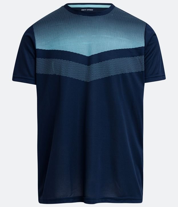 Camiseta Esportiva com Estampa Geométrica Degradê Azul 5