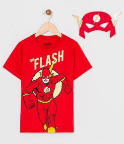 Camiseta Infantil Estampa do The Flash e Máscara - Tam 2 a 8 anos
