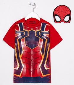 Camiseta Infantil Estampa Corpo Realista Homem Aranha com Máscara - Tam 2 a 10 anos