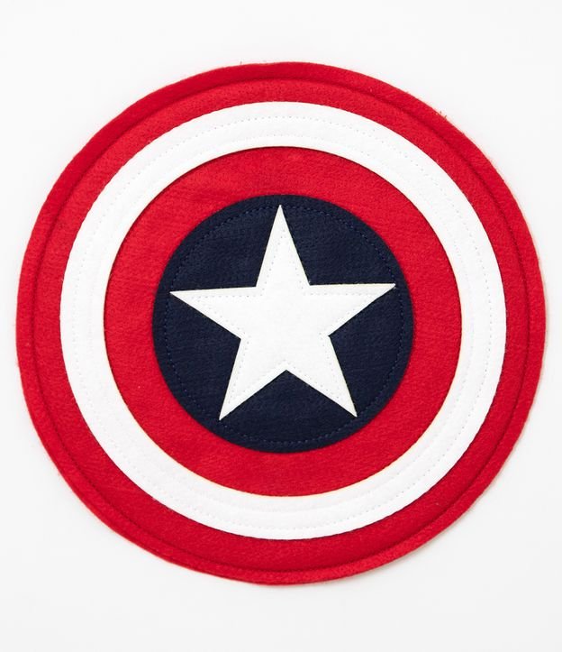 Camiseta Infantil Estampa Corpo do Capitão América com Máscara e Escudo - Tam 4 a 10 anos Azul 6