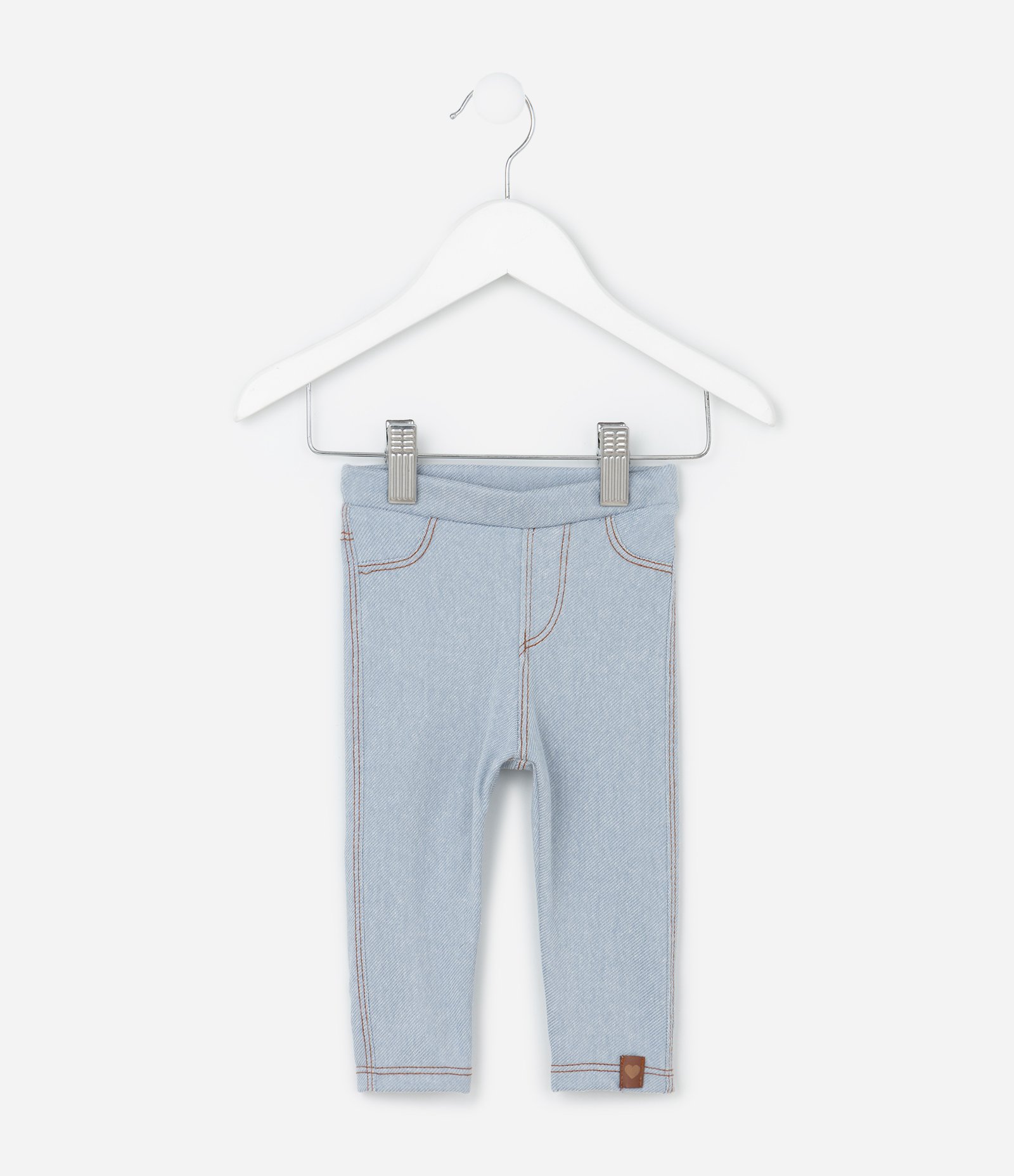 Calça Infantil com Costura Contrastante e Etiqueta de Coraçãozinho - Tam 0 a 18 meses Azul 1