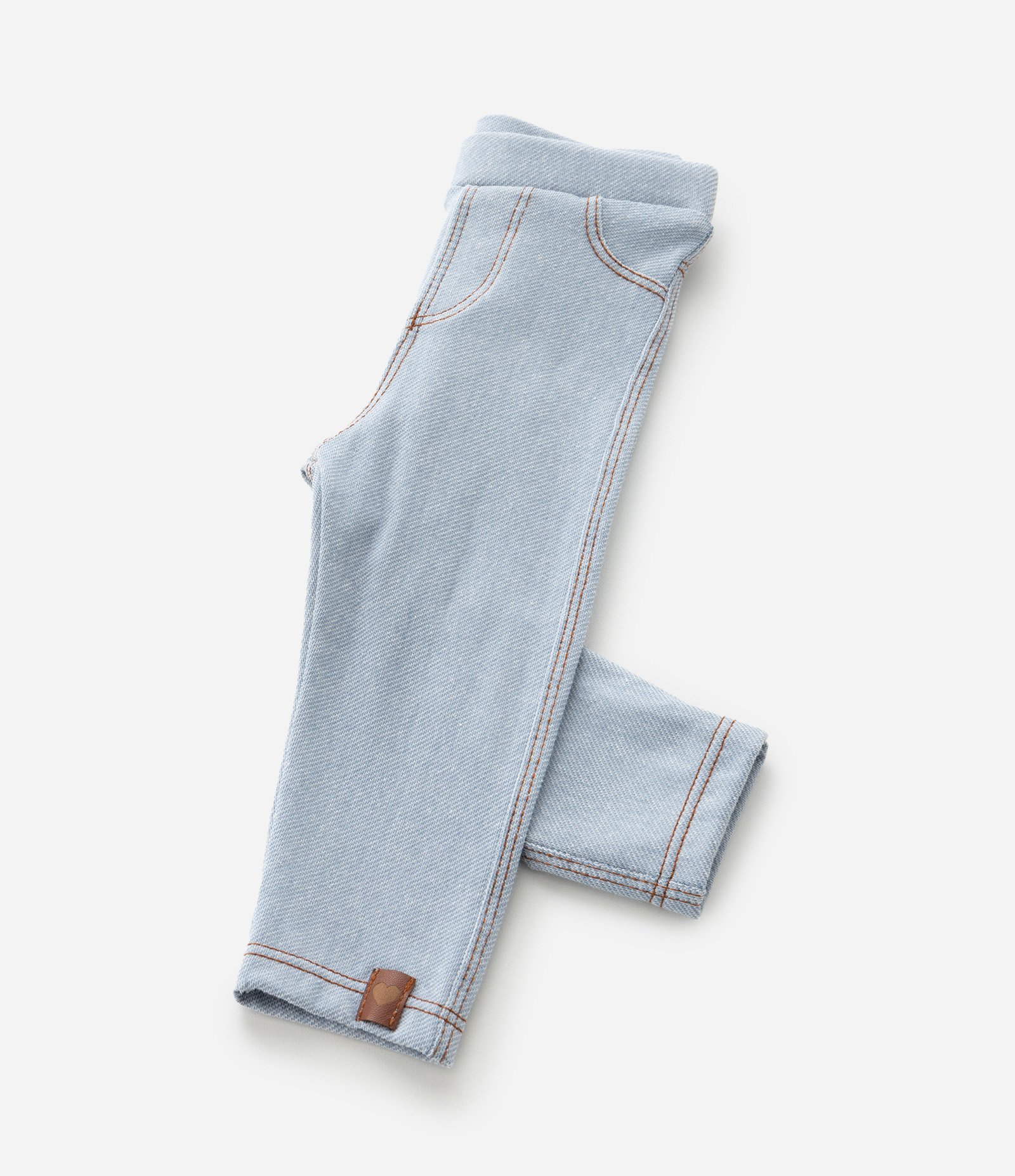 Calça Infantil com Costura Contrastante e Etiqueta de Coraçãozinho - Tam 0 a 18 meses Azul 4