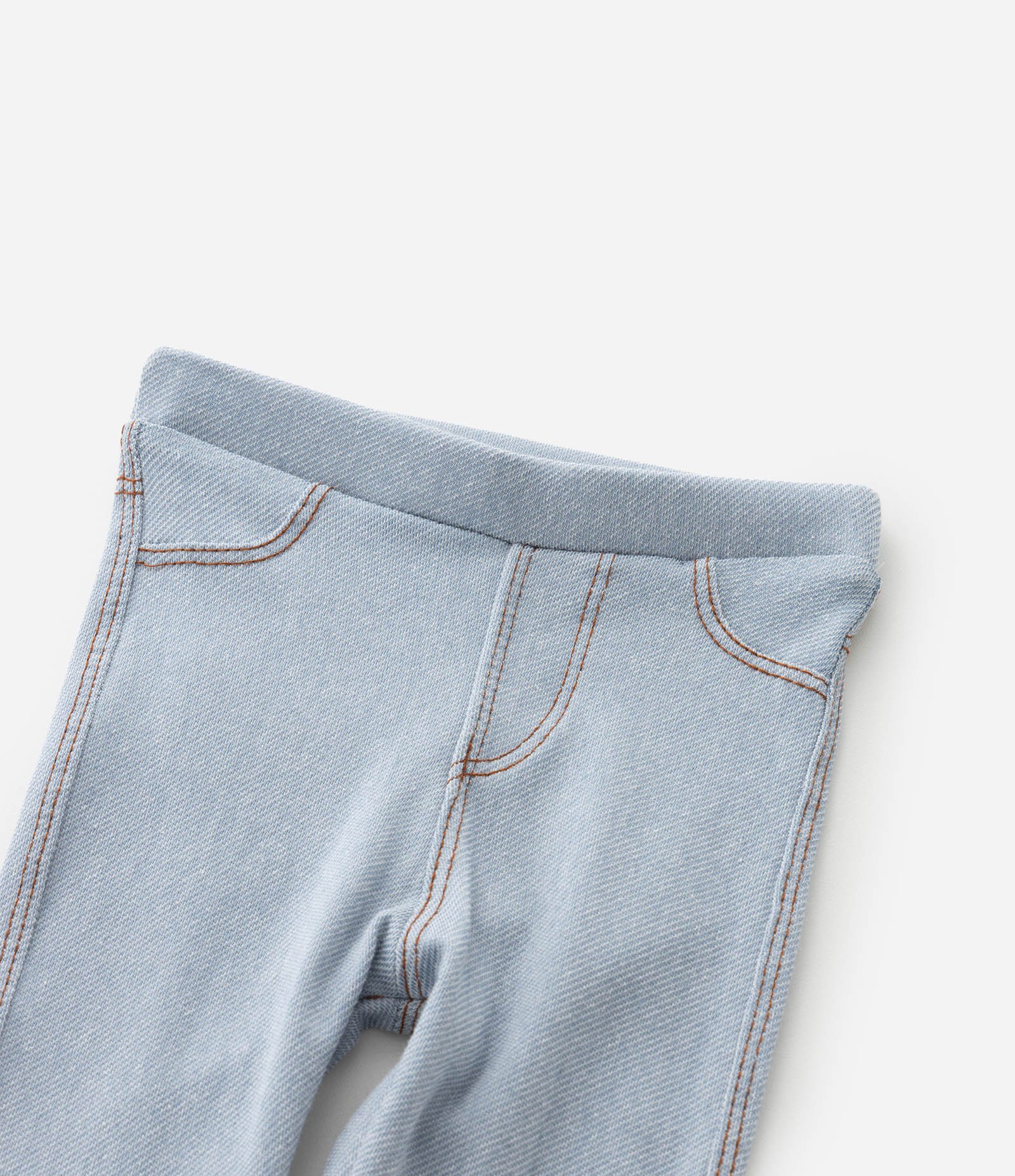 Calça Infantil com Costura Contrastante e Etiqueta de Coraçãozinho - Tam 0 a 18 meses Azul 5