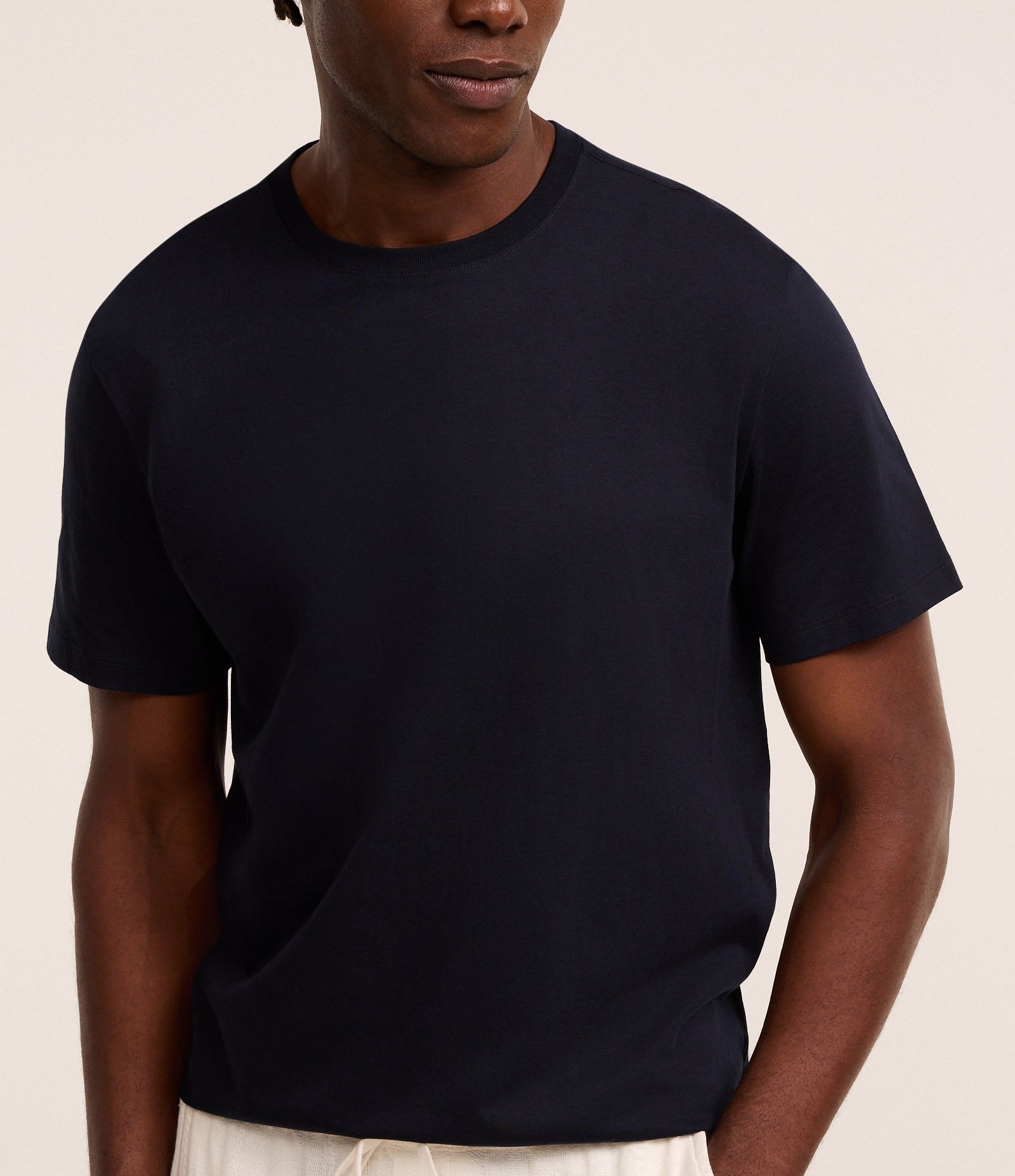 Camiseta Comfort Básica em Algodão Peruano Azul Marinho 3