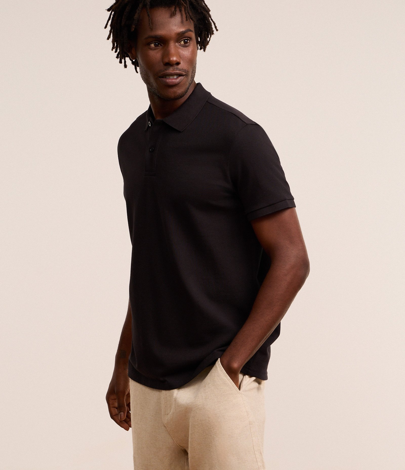 Camisa Polo Comfort em Algodão Peruano Preto 1