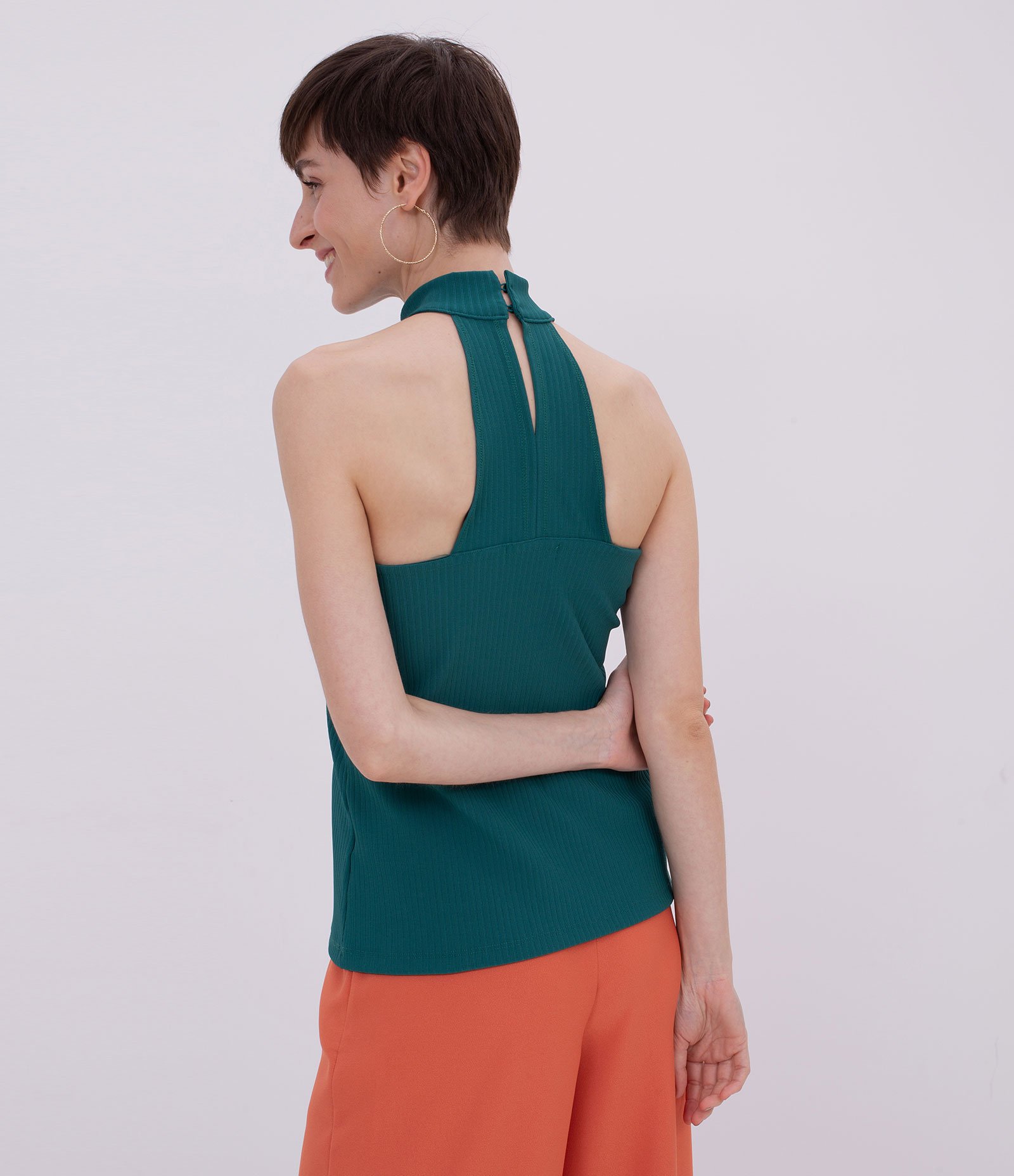 Regata em Viscose com Gola Alta Verde 2