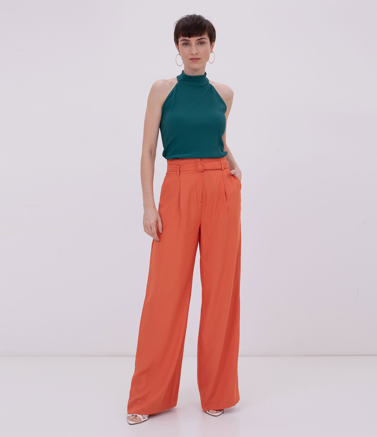 Regata em Viscose com Gola Alta Verde 4