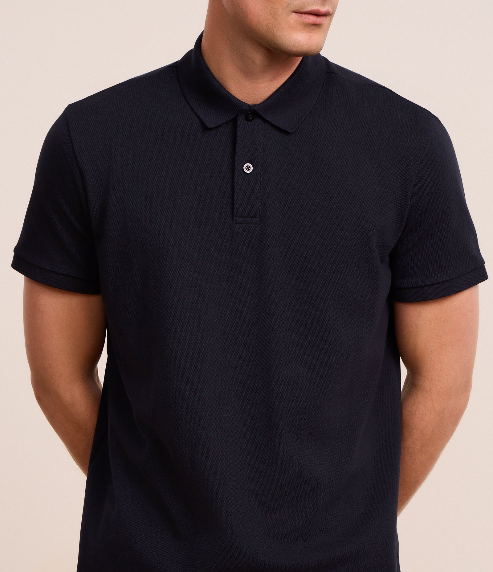 Camisa Polo Comfort em Algodão Peruano Azul Marinho 3