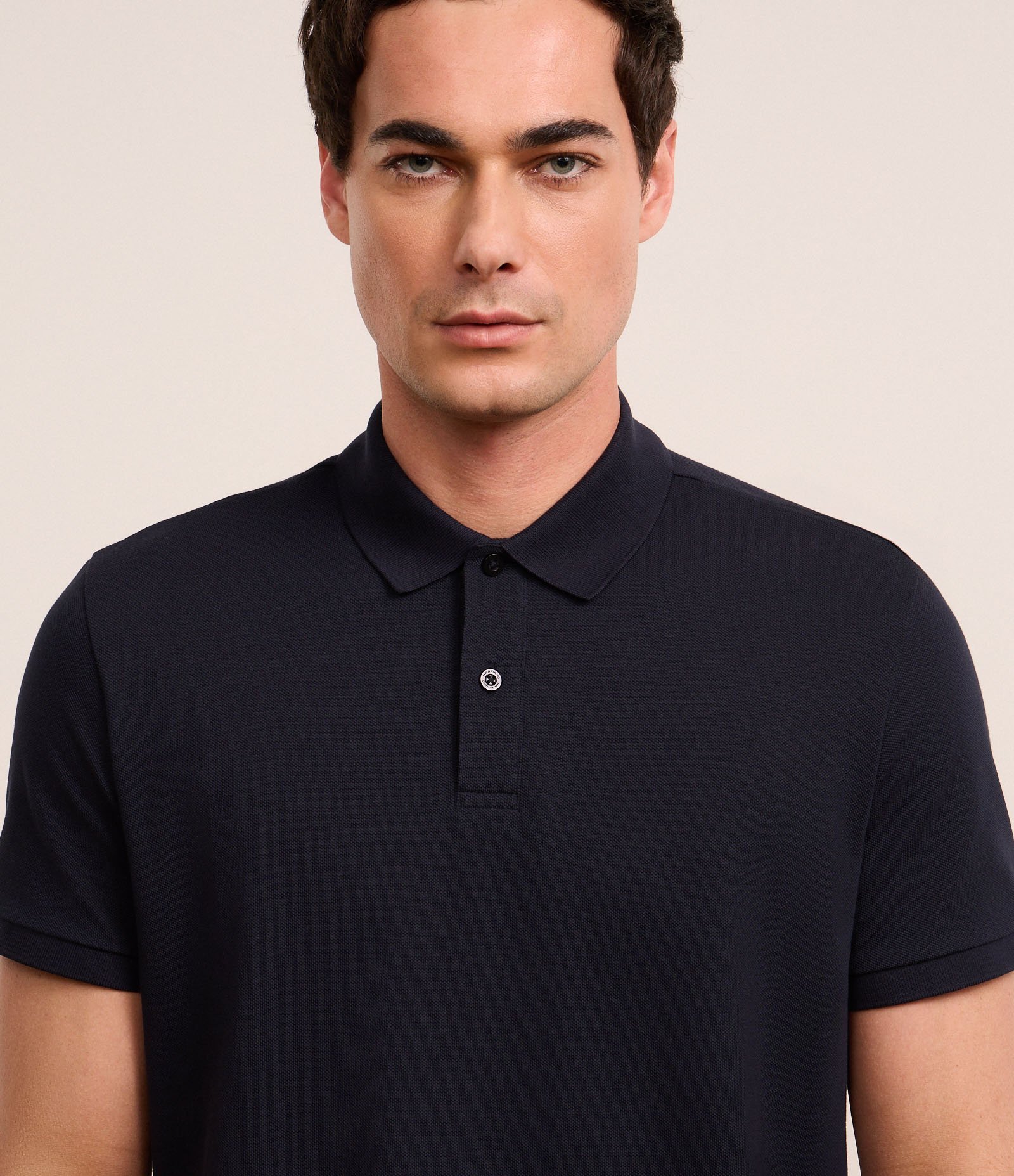 Camisa Polo Comfort em Algodão Peruano Azul Marinho 4