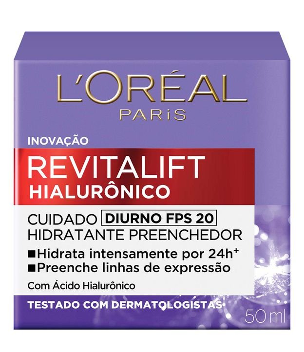 Creme Facial Anti-idade L'Oréal Paris Revitalift Hialurônico Diurno FPS 20, 49g 50ml 1