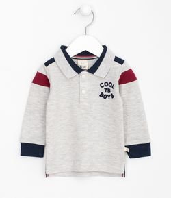 Camiseta Infantil Gola Polo com Botões - Tam 0 a 18 meses