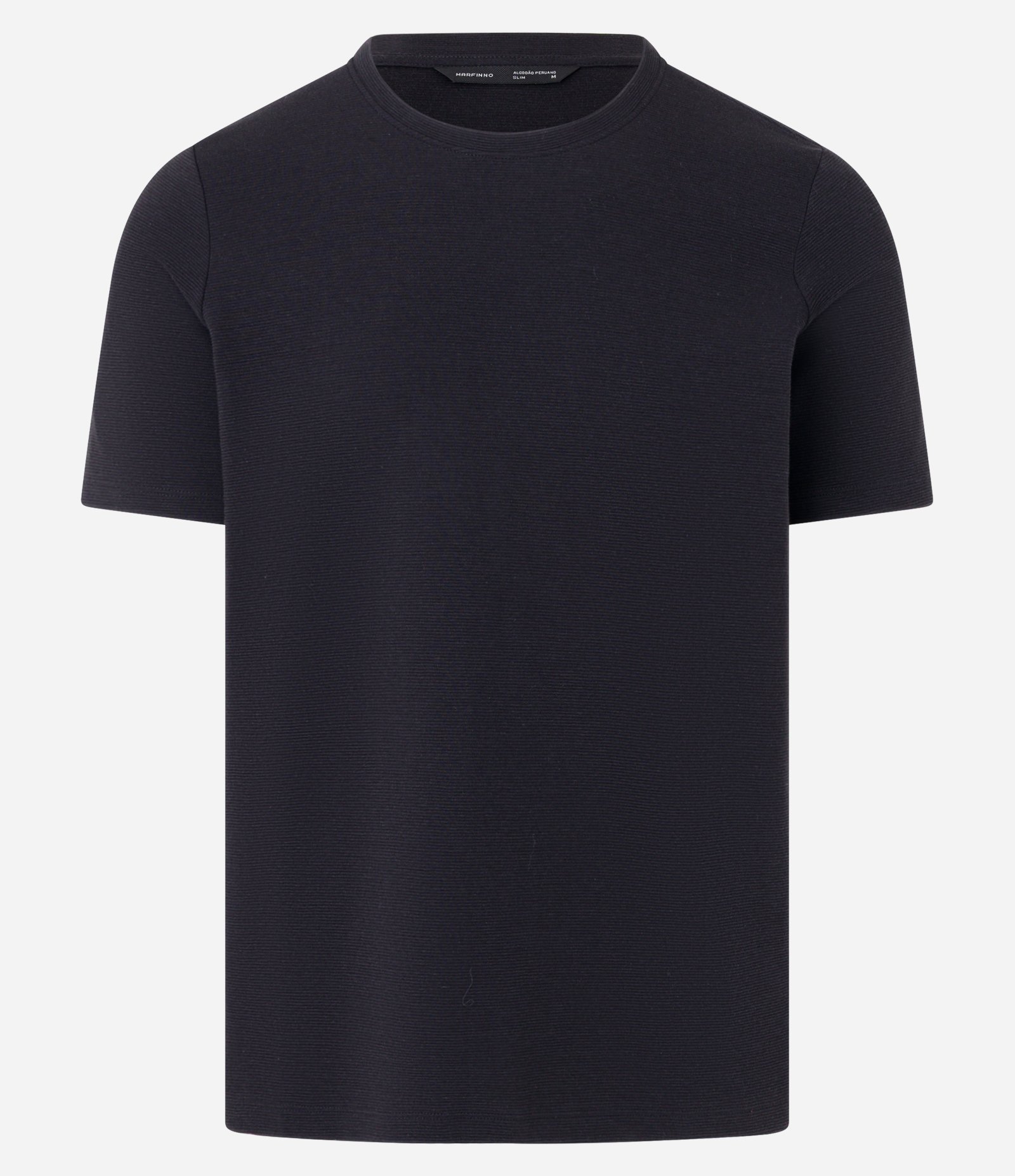 Camiseta Slim em Algodão Peruano com Textura Canelada Preto 7