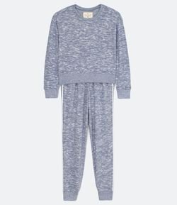 Pijama Manga Longa Calça Malha Tricô 