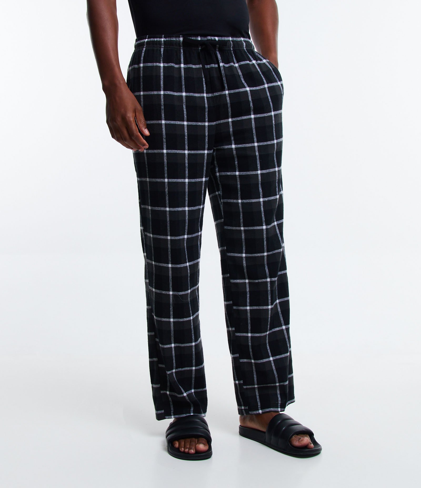Calça de Pijama em Algodão com Estampa Xadrez Preto 2