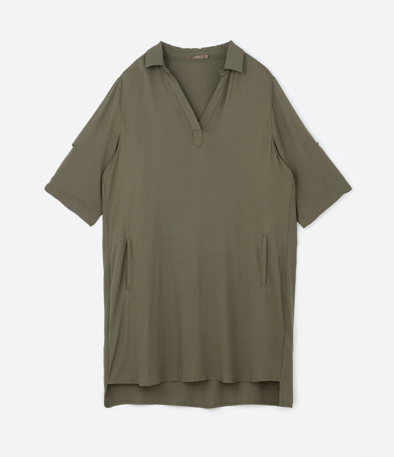 Vestido Curto em Viscose com Bolsos Curve & Plus Size Verde 5