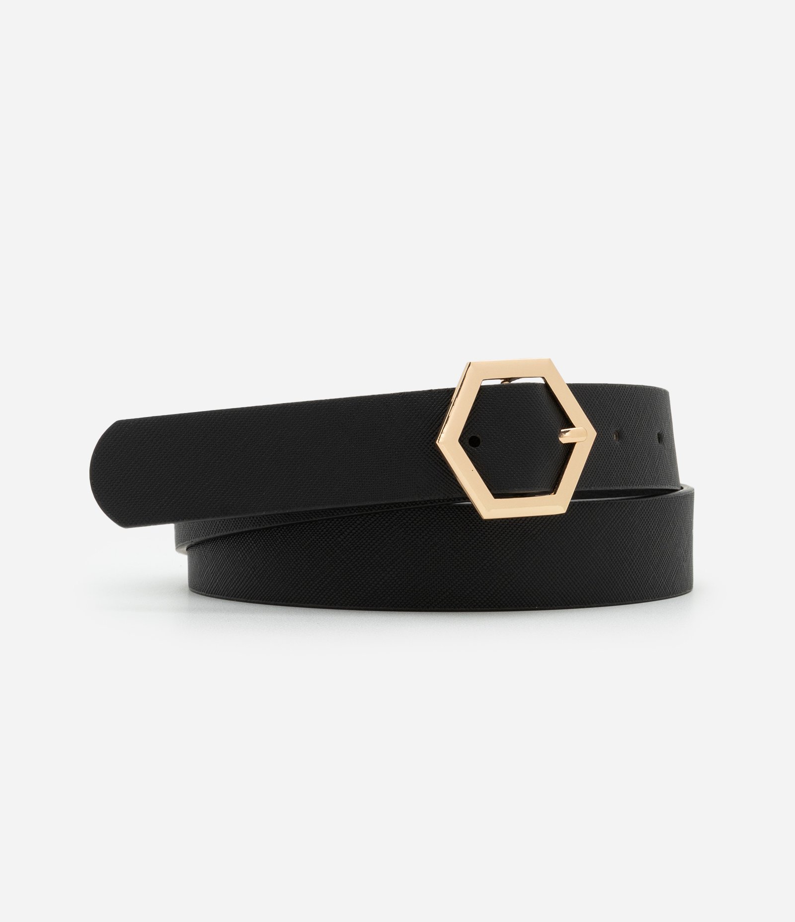 Cinto Feminino com Fivela Hexagonal Preto 1