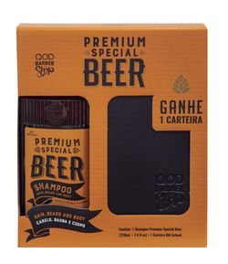 Kit Qod Barber Shop Premium Special Beer Shampoo e Carteira
