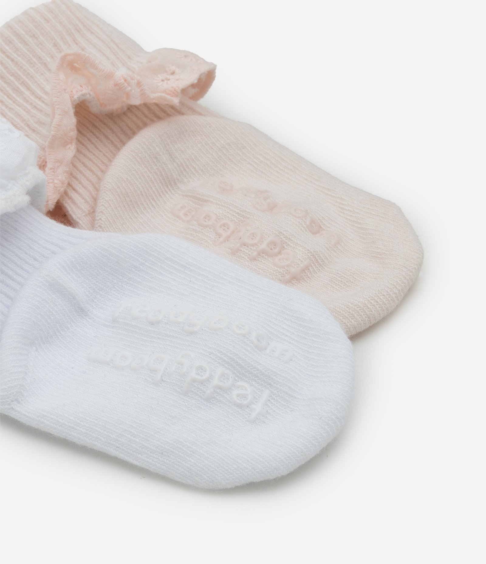 Kit 02 Pares de Meias com Rendinha em Laise - Tam 0 a 12 meses Rosa Claro/Branco 4