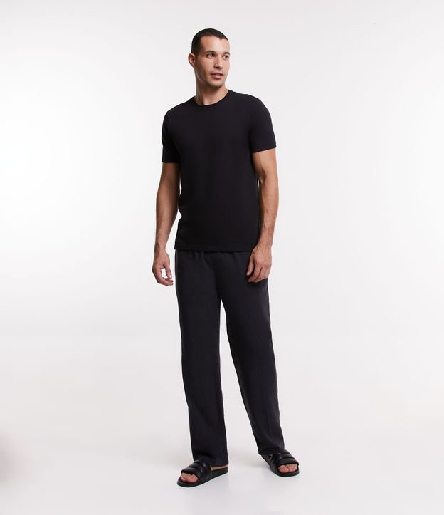 Calça de Pijama Xadrez com Amarração e Bolsos Preto 1