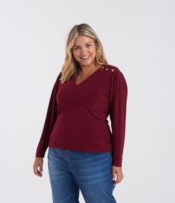 Blusa Lisa com Botões Curve & Plus Size