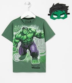 Camiseta Infantil Estampa do Hulk e Máscara - Tam 4 a 10 anos