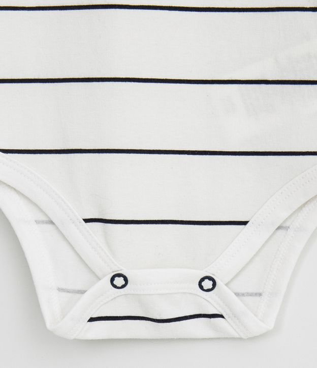 Body Manga Larga a Rayas con Bolsillo Frontal - Talle 0 a 18 meses Blanco 4
