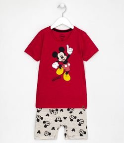 Conjunto Infantil Bermuda e Camiseta Estampa Mickey - Tam 1 a 5 anos