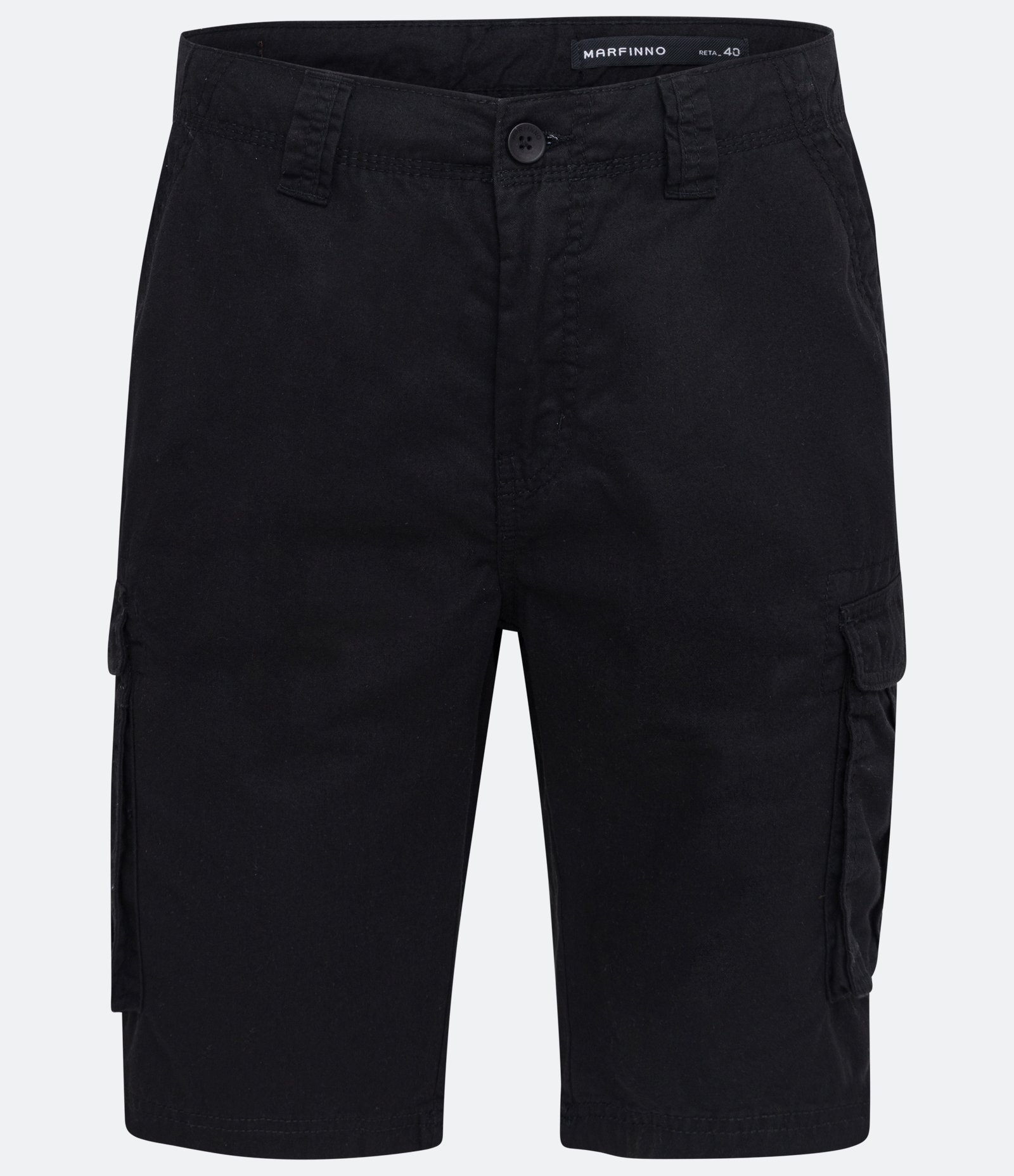 Bermuda Reta em Sarja com Bolsos Cargo Preto 6