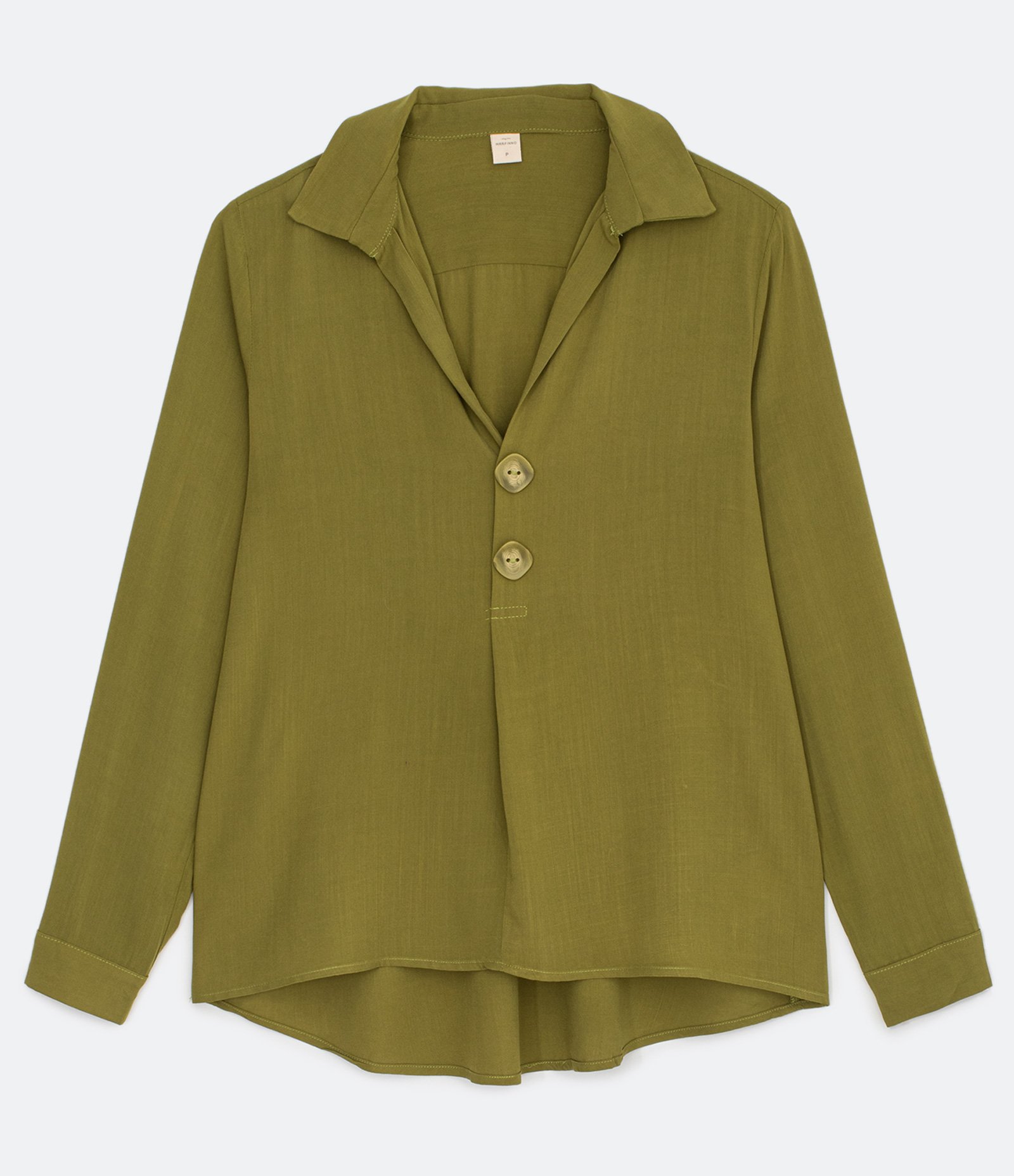 Camisa Manga Longa em Viscose com Botõs Diferenciados Verde 6