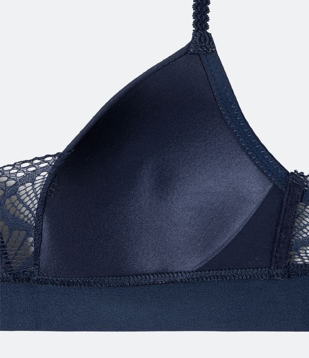 Soutien con Relleno Triangular y Encaje de Flores Azul 7