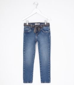 Calça Jeans Infantil com Faixa na Cintura - Tam 5 a 14 anos