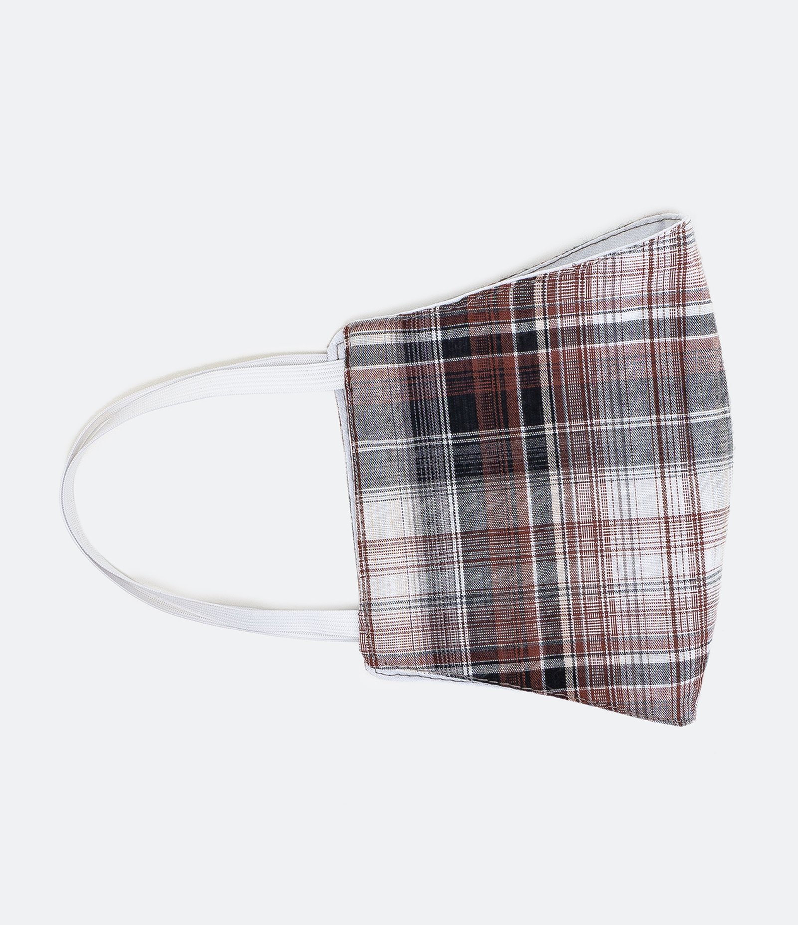 Máscara de Tecido Estampa Xadrez Marrom 3