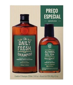 Kit QOD Barber Shop The Daily Fresh Shampoo + Álcool Gel 70%