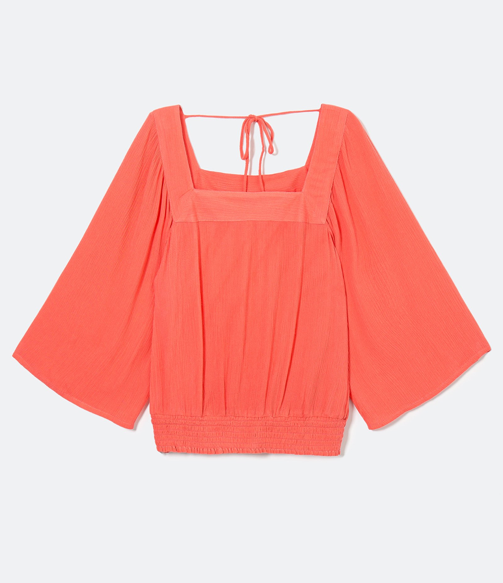 Blusa Manga 3/4 Ampla em Viscose Estampa Poá Laranja 1