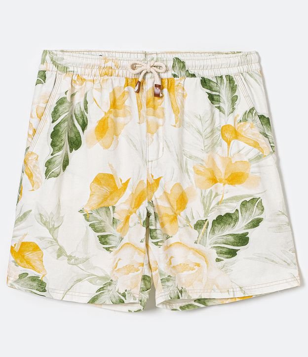 Bermuda en Lino Estampada Blanco 7