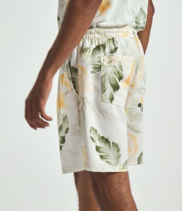 Bermuda en Lino Estampada Blanco 5