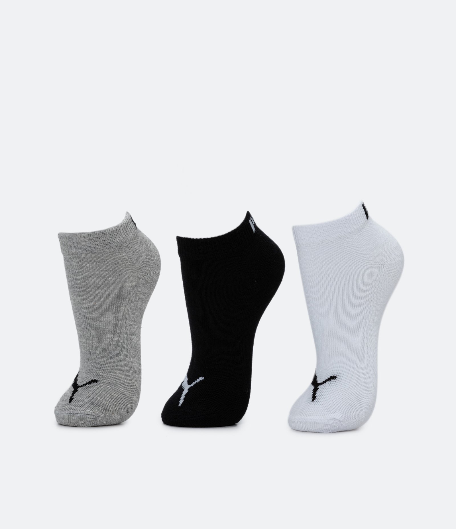 Kit 03 Pares de Meias Infantis Cano Baixo Puma- Tam 25 ao 39 Preto/ Cinza/ Branco 1