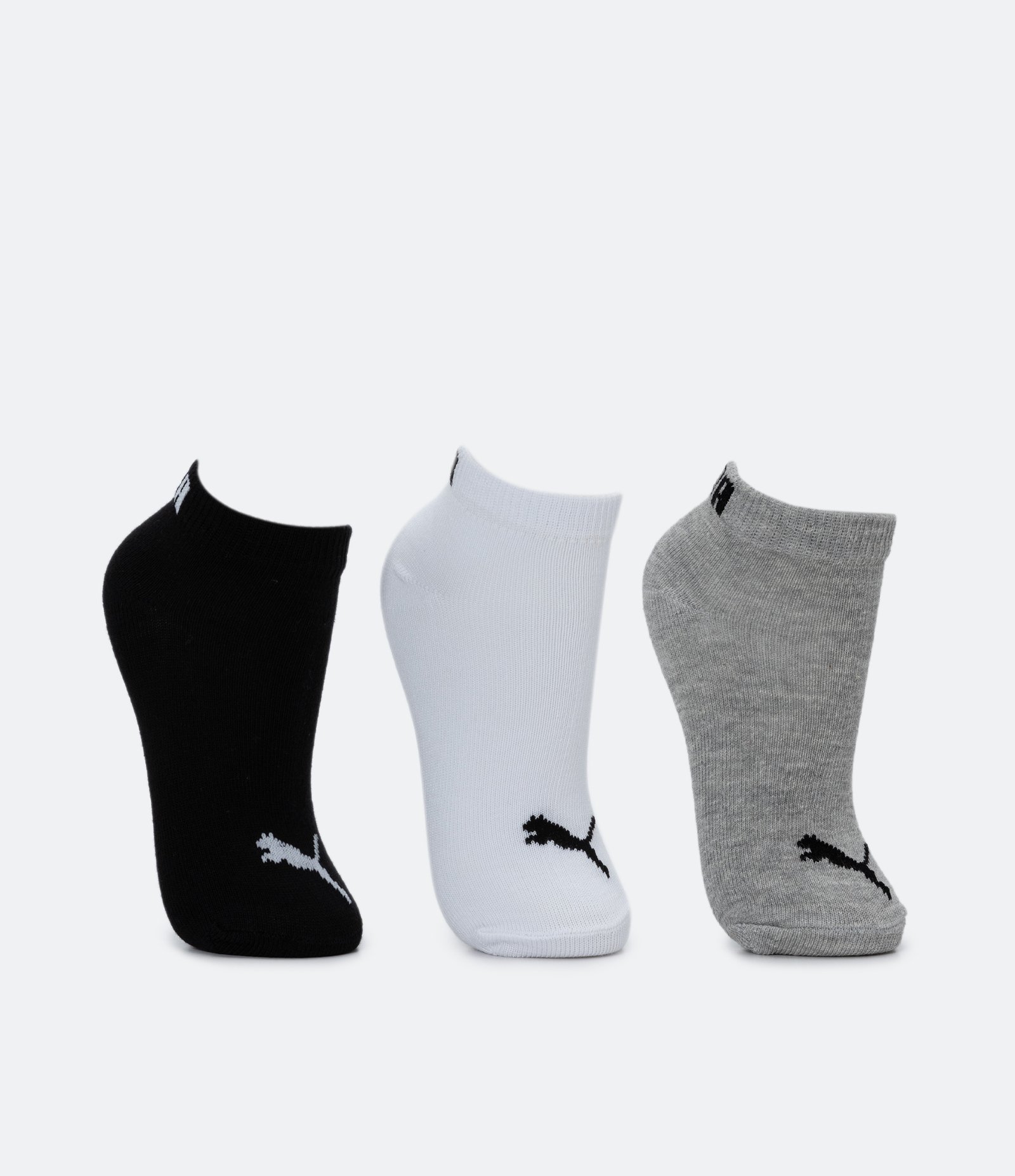 Kit 03 Pares de Meias Infantis Cano Baixo Puma- Tam 25 ao 39 Preto/ Cinza/ Branco 2