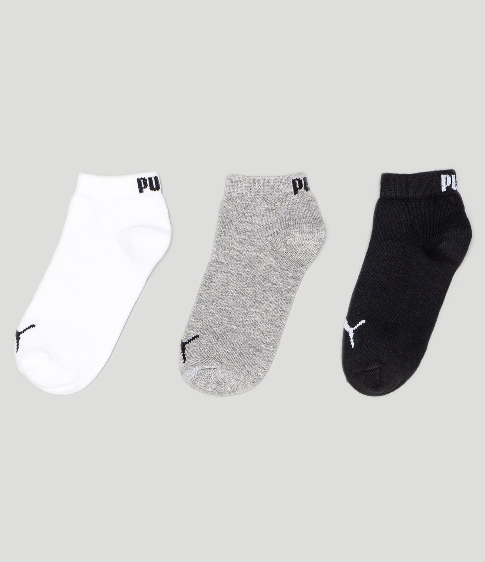 Kit 03 Pares de Meias Infantis Cano Baixo Puma- Tam 25 ao 39 Preto/ Cinza/ Branco 6