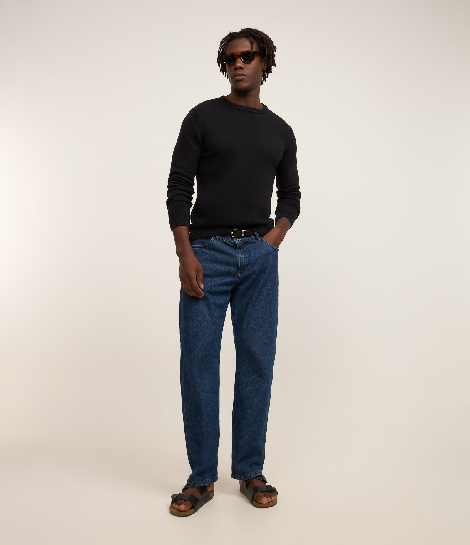 Suéter Comfort Básico em Tricô com Textura Canelada Preto 2