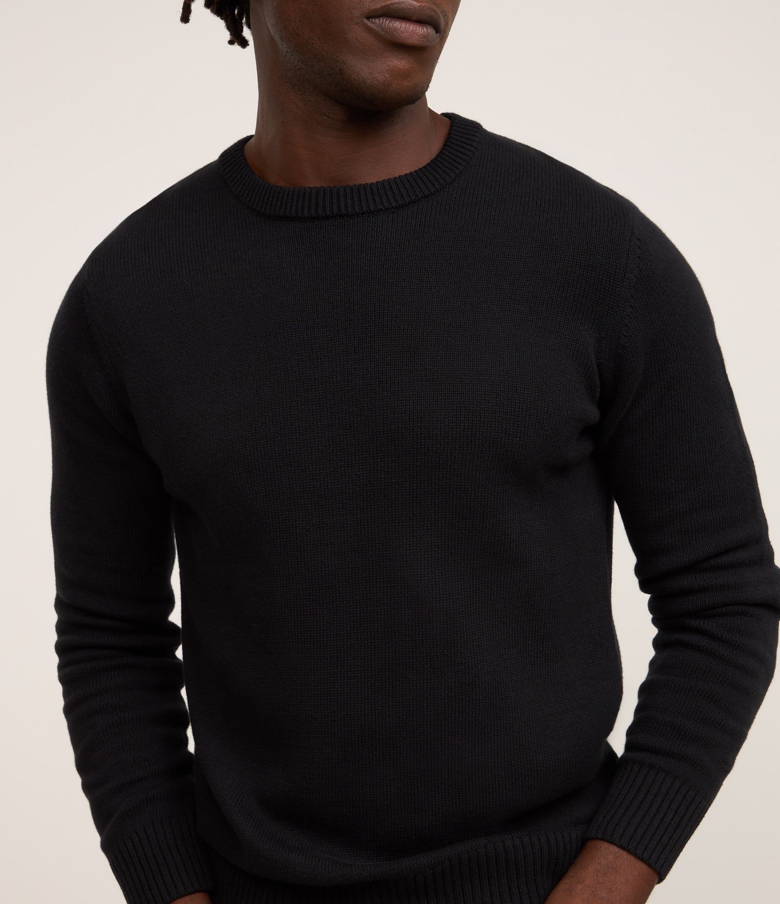 Suéter Comfort Básico em Tricô com Textura Canelada Preto 3