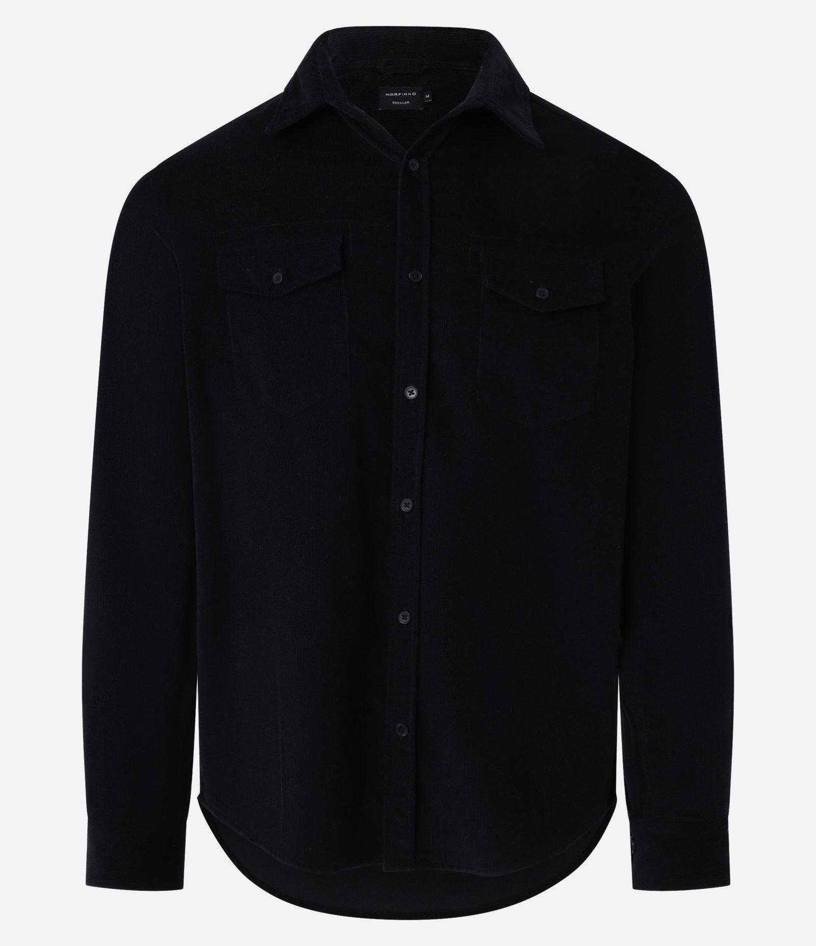 Camisa Comfort em Veludo com Bolsos Frontais Preto 3